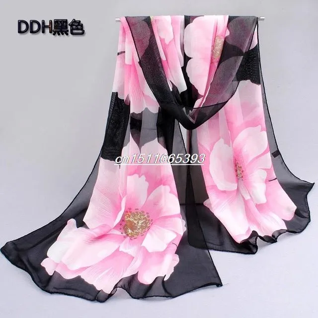 Wholesale 10 colors 2017 new fashion chiffon scarf polyester print autumn summer Pattern silk scarves shawl women