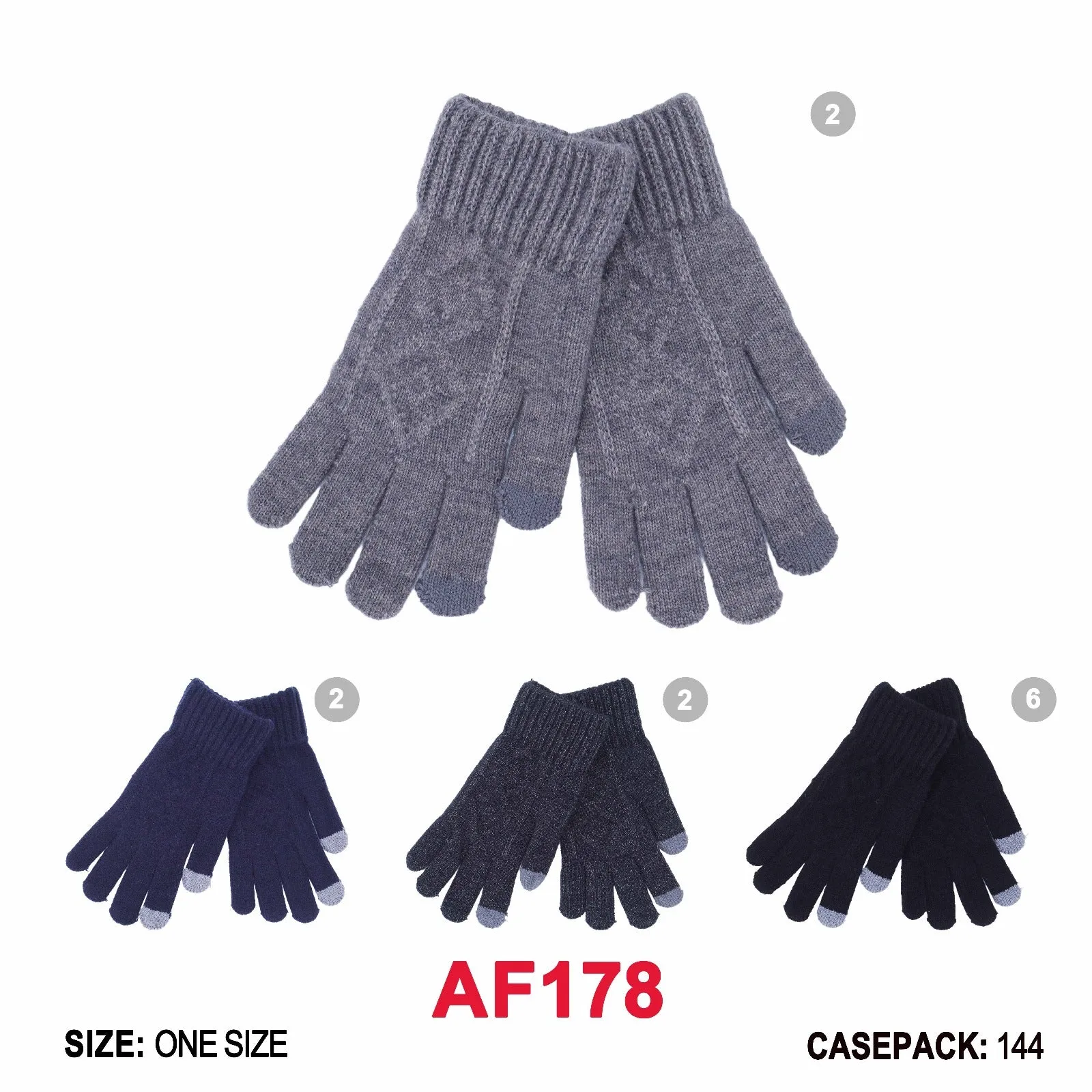 Women Cable Knit Touchscreen Winter Gloves AF178