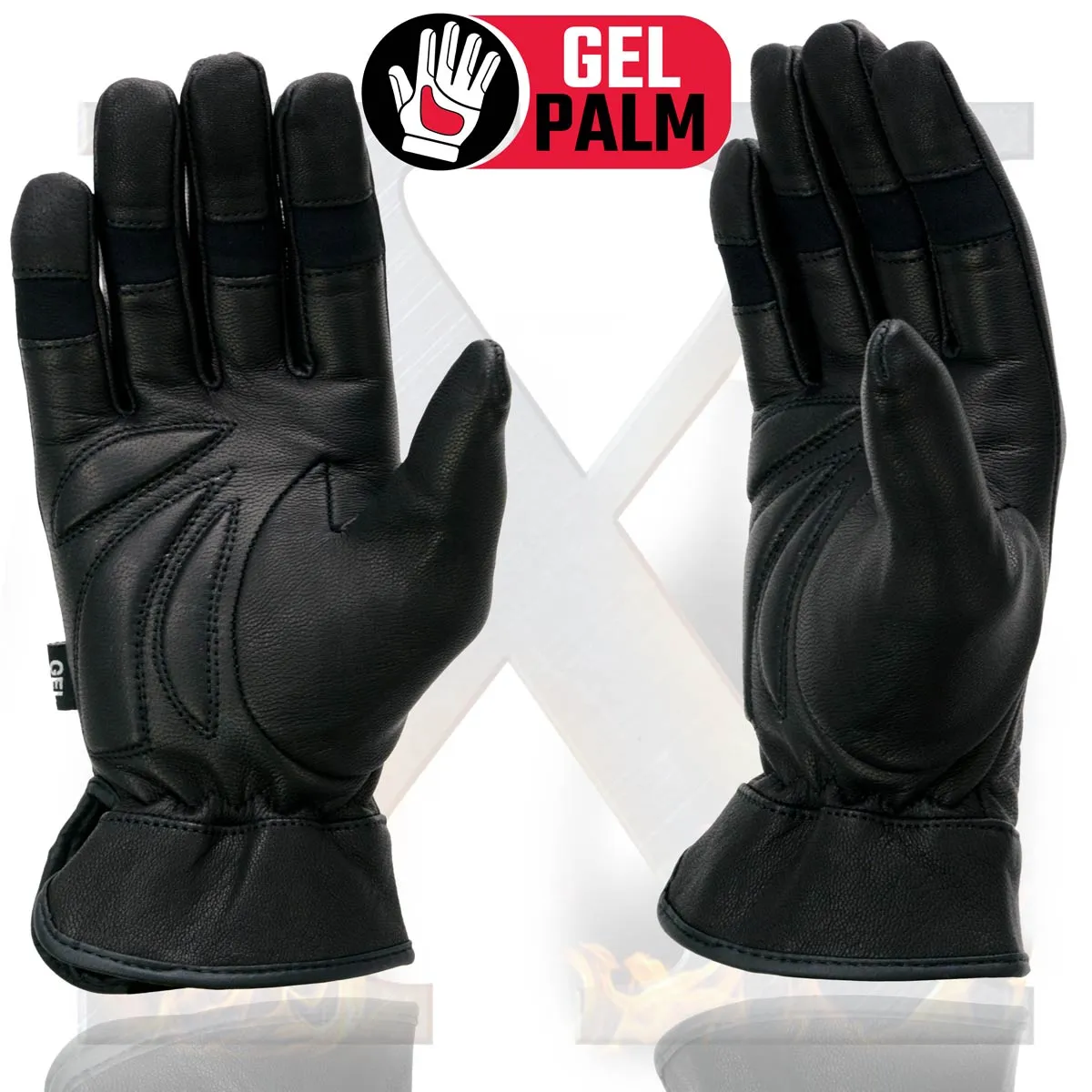 Xelement XG7700 Women's Black Leather Gel Palm Lightweight Motorcycle