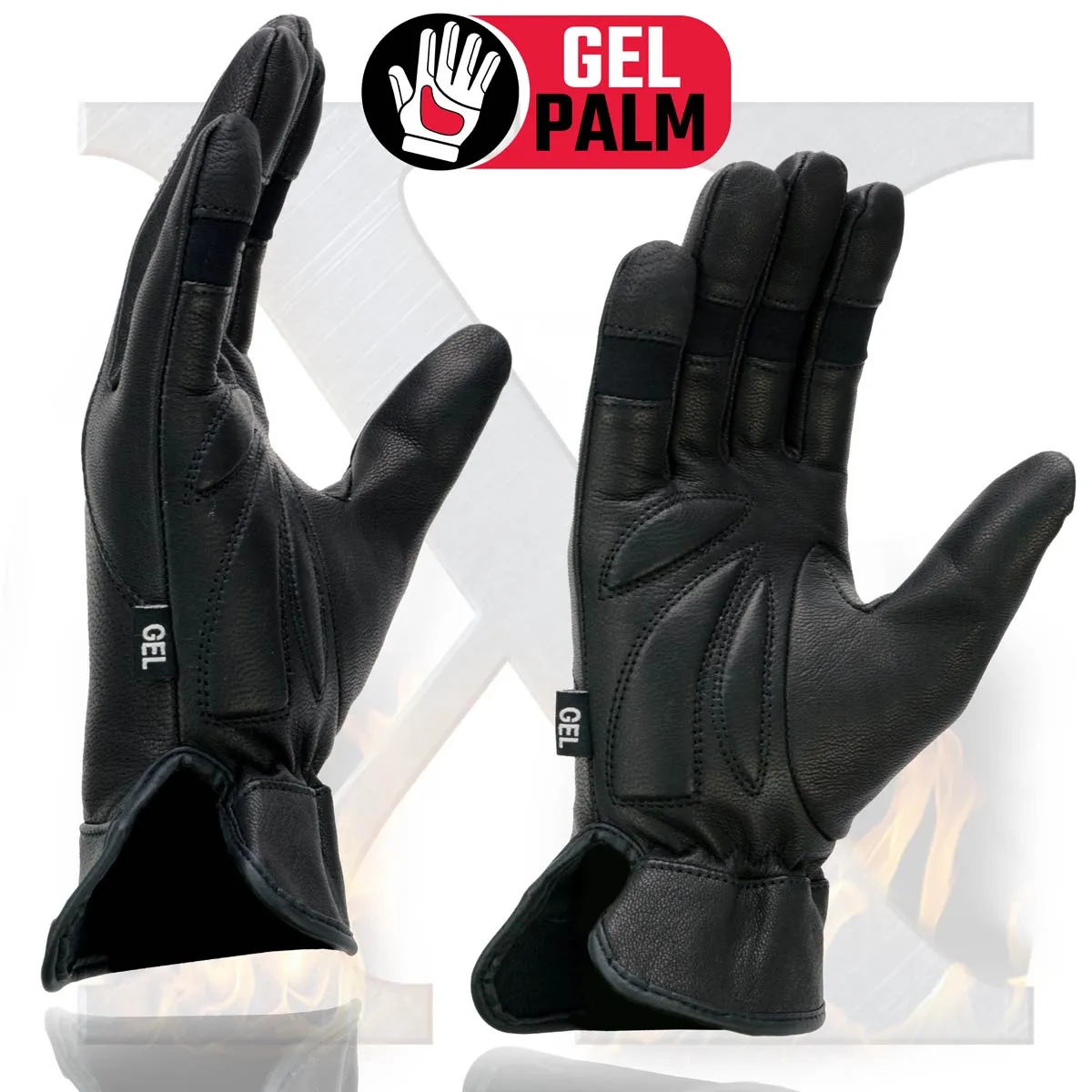 Xelement XG7700 Women's Black Leather Gel Palm Lightweight Motorcycle