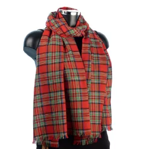 York Scarves - Cotton Tartan Pashmina Royal Stewart